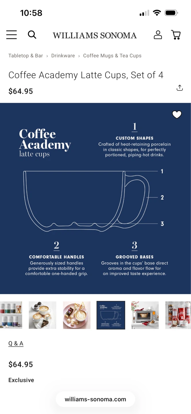 New - Latte Cups Set of 4 - Williams Sonoma Coffee Academy - photo 3
