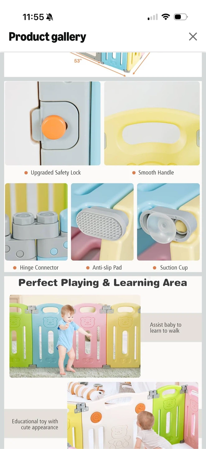 14-Panel Foldable Baby Playpen Yards