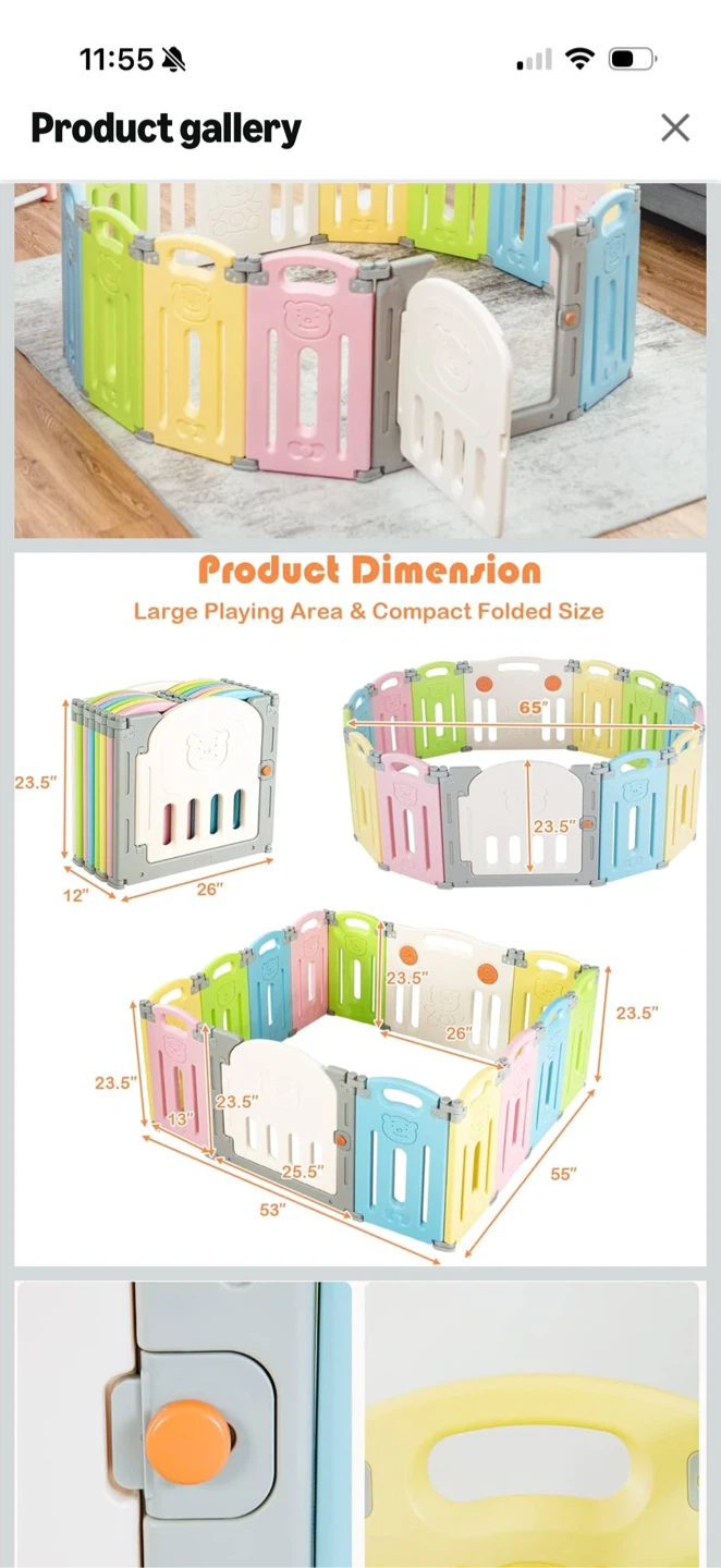 14-Panel Foldable Baby Playpen Yards - photo 3