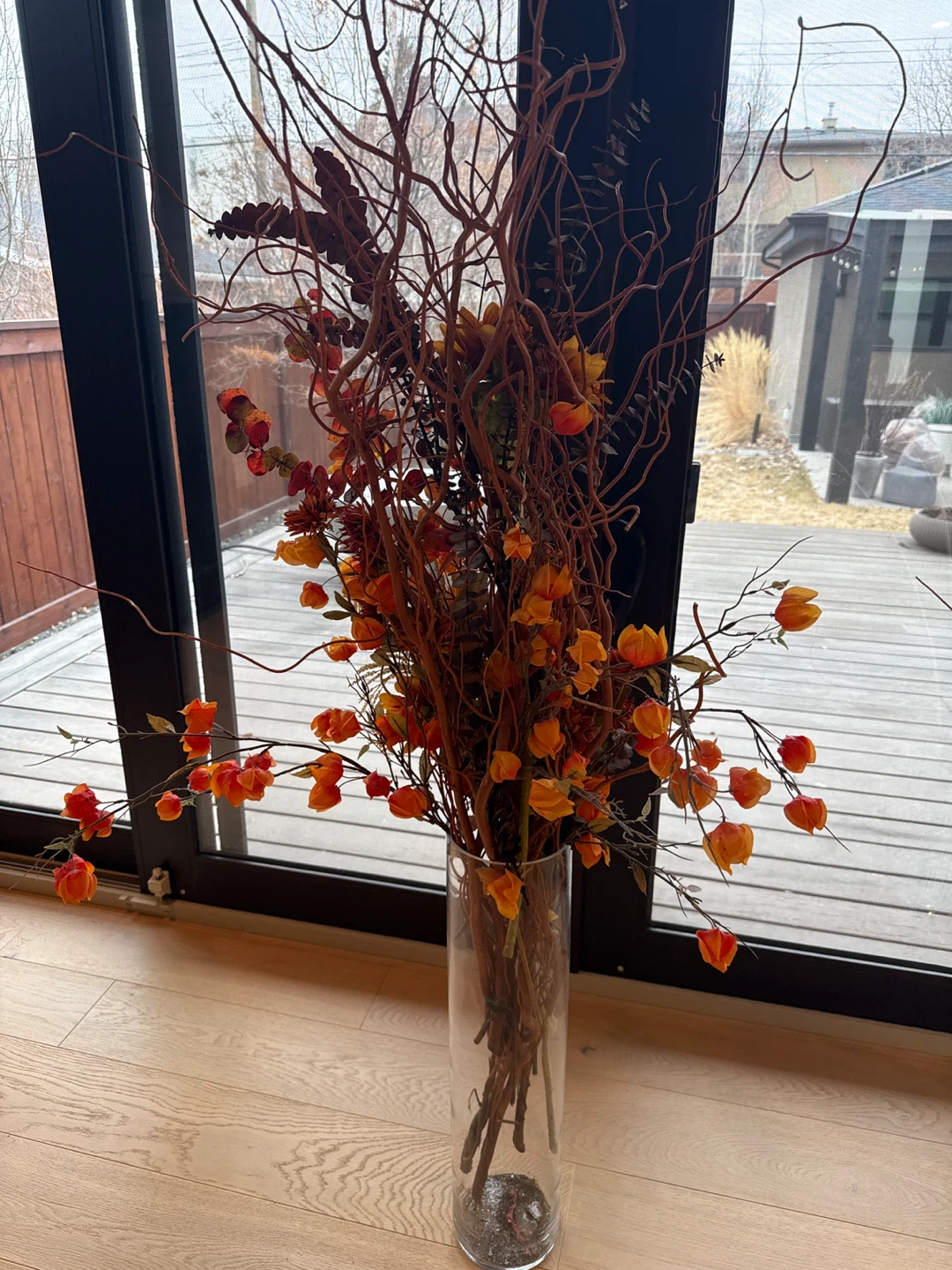 Decorative Branches and Greenery Arrangement in Glass Vase - photo 2