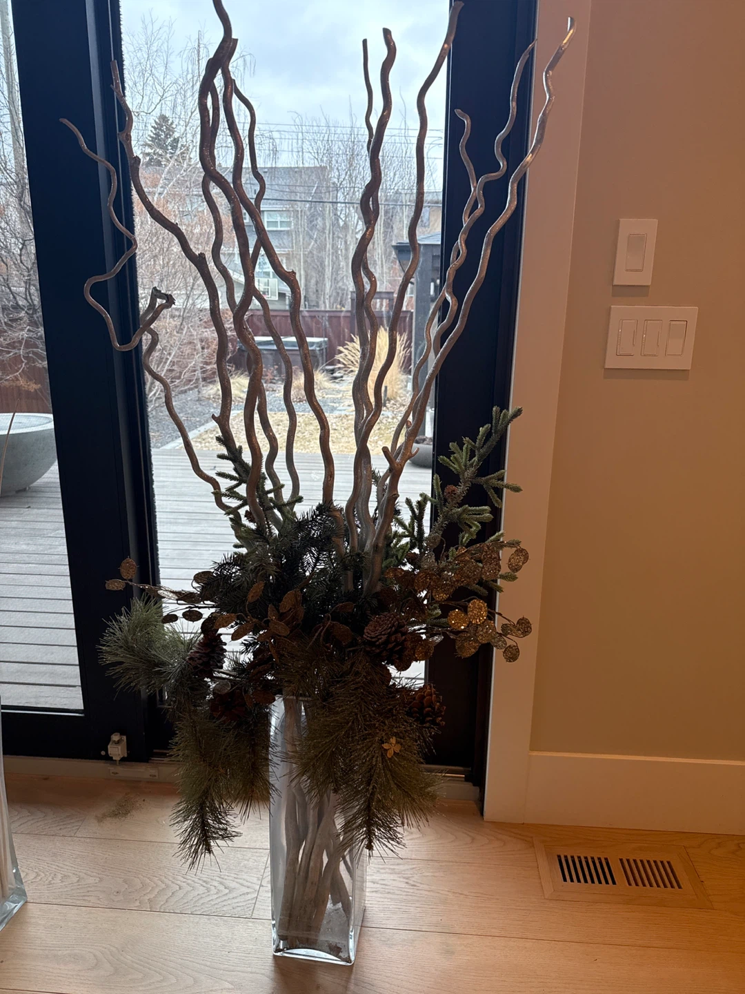 Decorative Branches and Greenery Arrangement in Glass Vase - photo 4