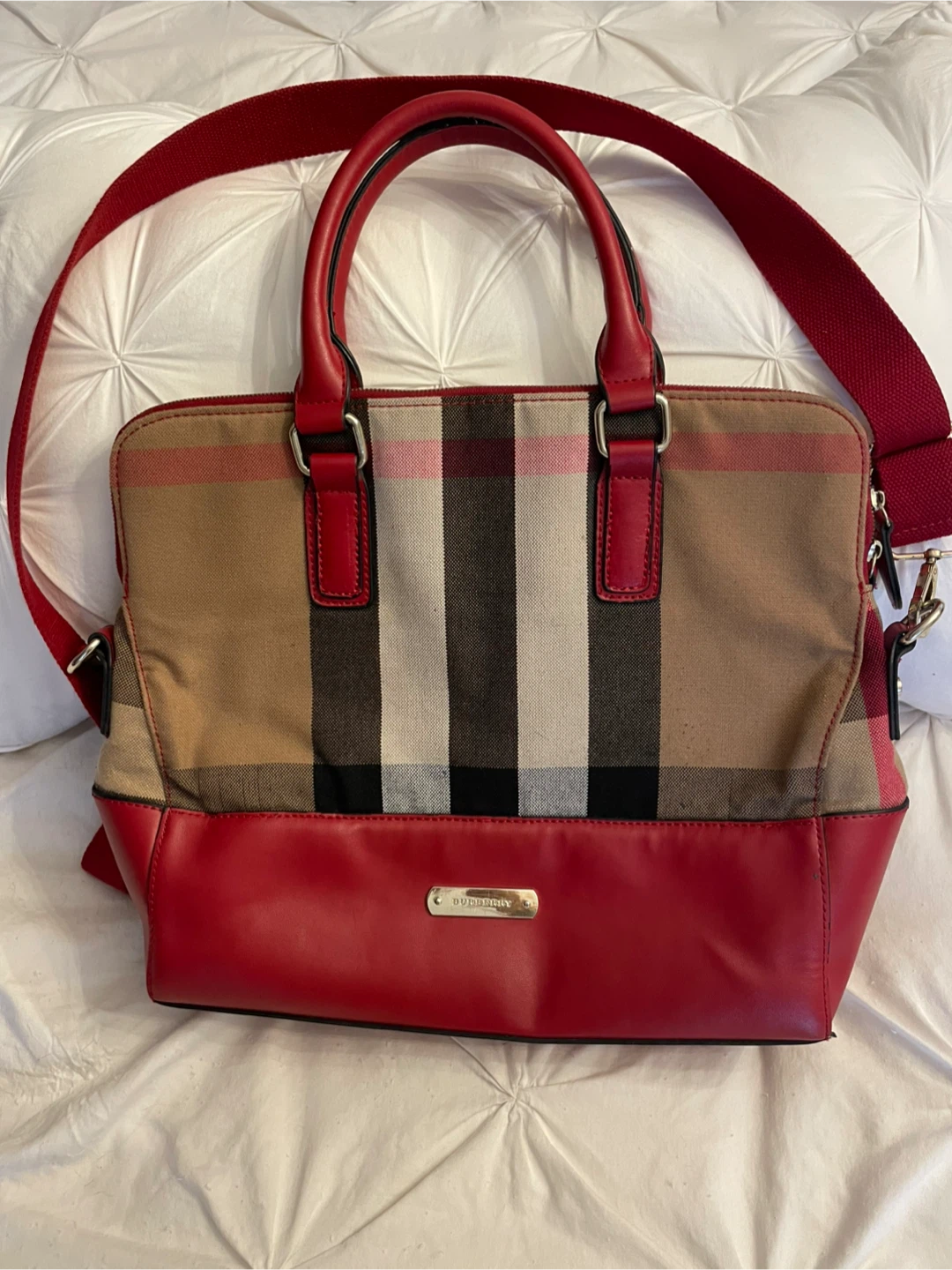 Burberry Canvas and Leather Tote Bag