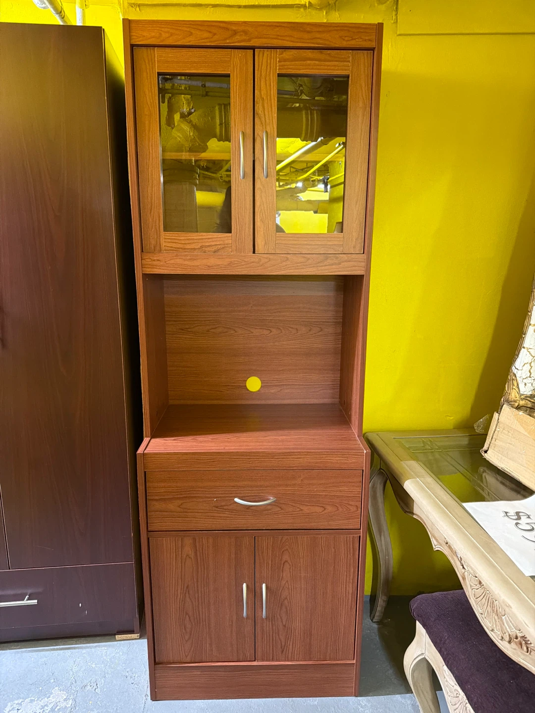 Microwave stand with drawers and cabinet
