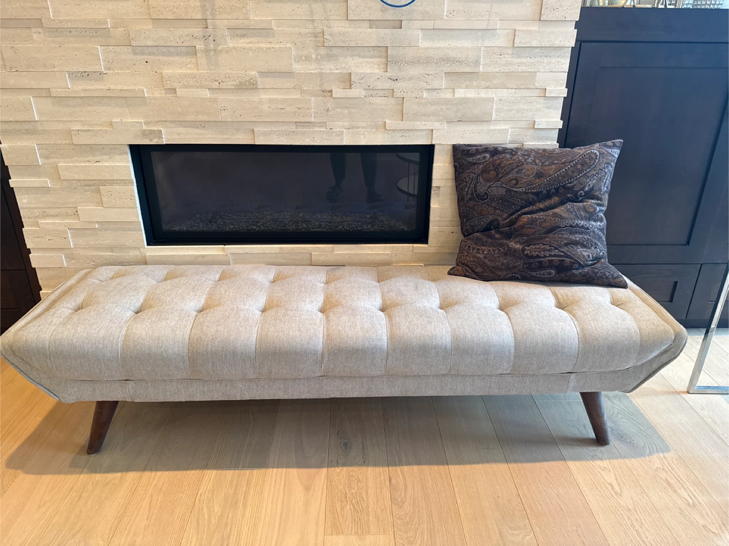 Tufted Bench with Mid-Century Modern Legs