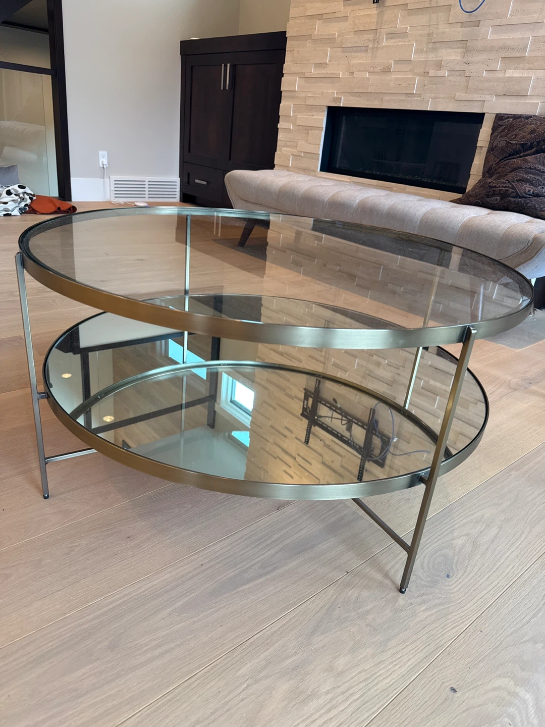Round Mirrored Coffee Table with Glass Top - photo 2