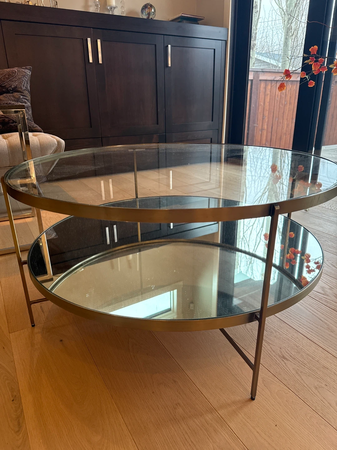 Round Mirrored Coffee Table with Glass Top - photo 3