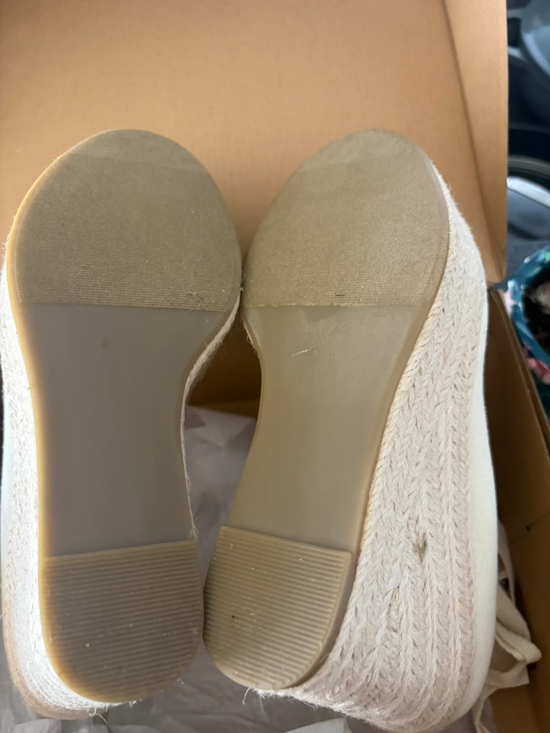 ShoeDazzle "Violette" Espadrille Wedges - Natural, Size 8.5 - photo 5