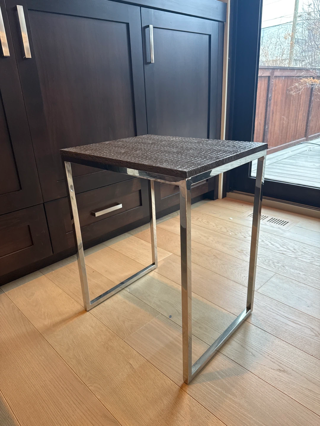 End Table with Crocodile Embossed Top