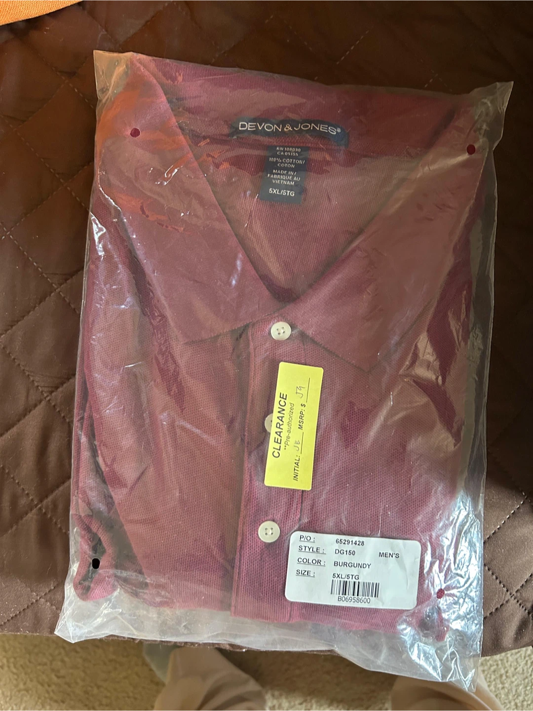 Devon & Jone  Men's 5XL Burgundy Polo Shirt - photo 2
