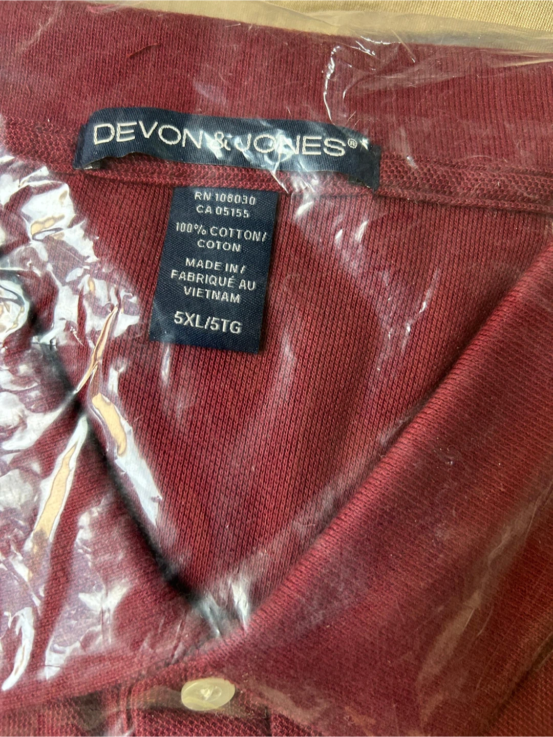 Devon & Jone  Men's 5XL Burgundy Polo Shirt