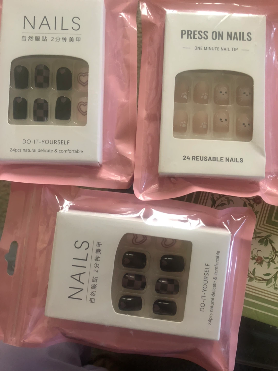 24 Reusable Press On Nails (3 Styles)