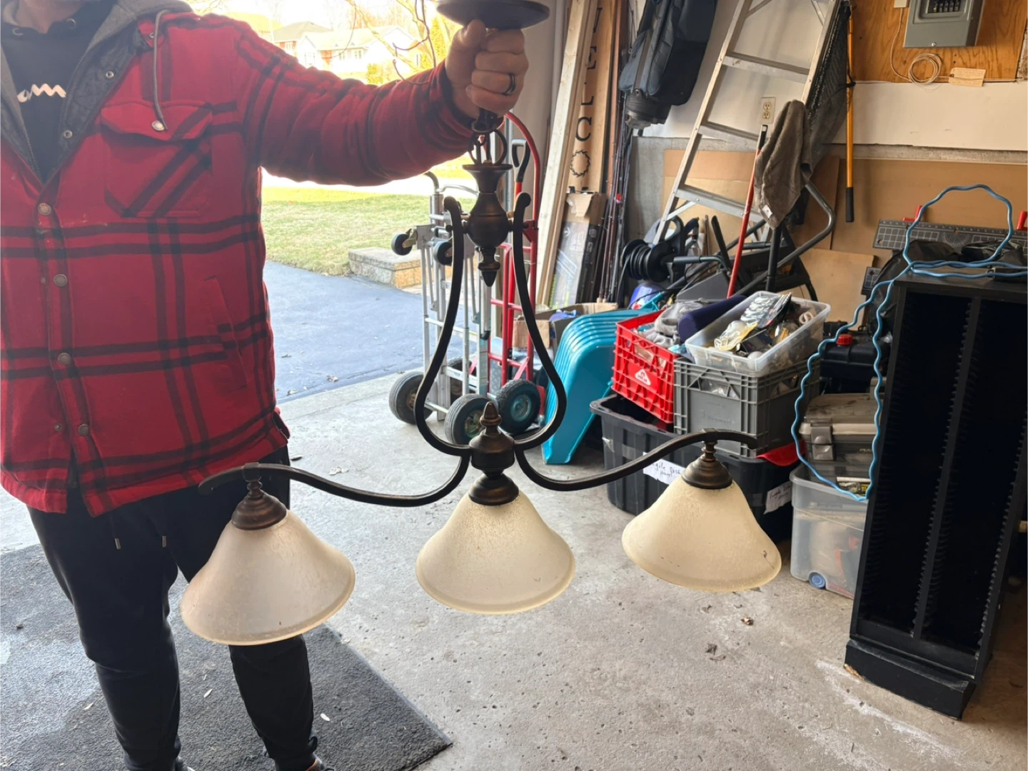 3-Light Chandelier with Frosted Glass Shades