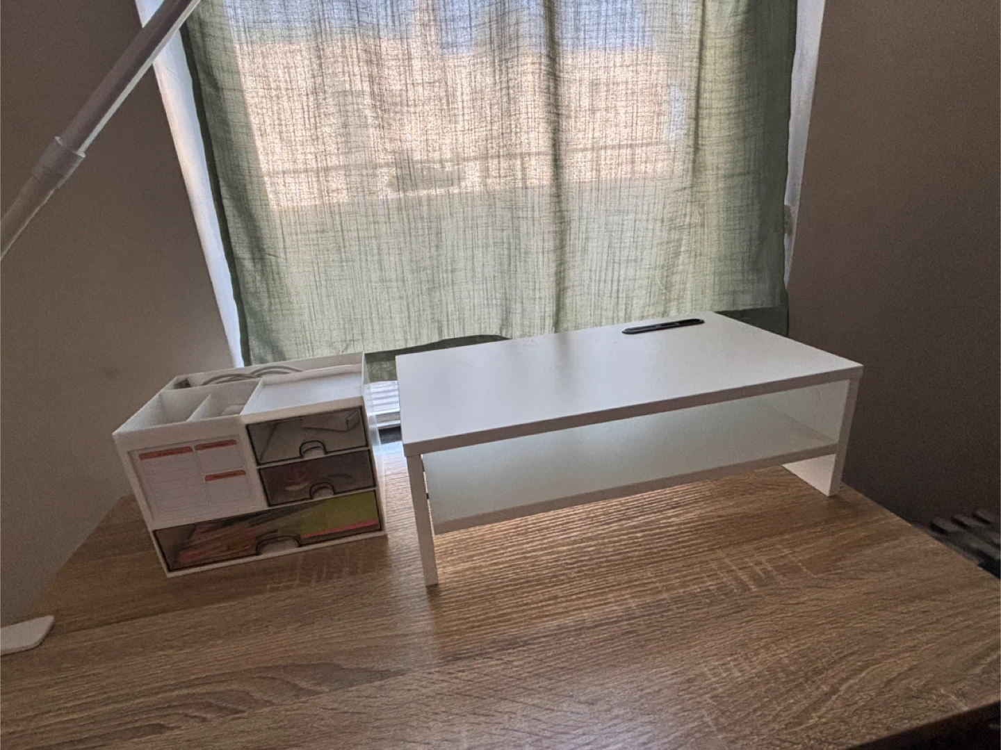 White Desk Organizer with Monitor Stand