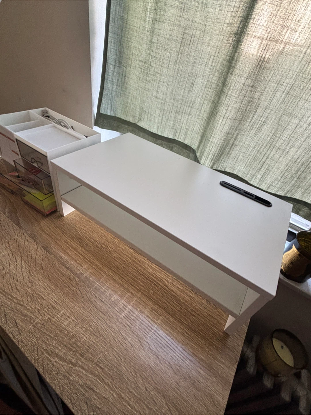 White Desk Organizer with Monitor Stand - photo 2