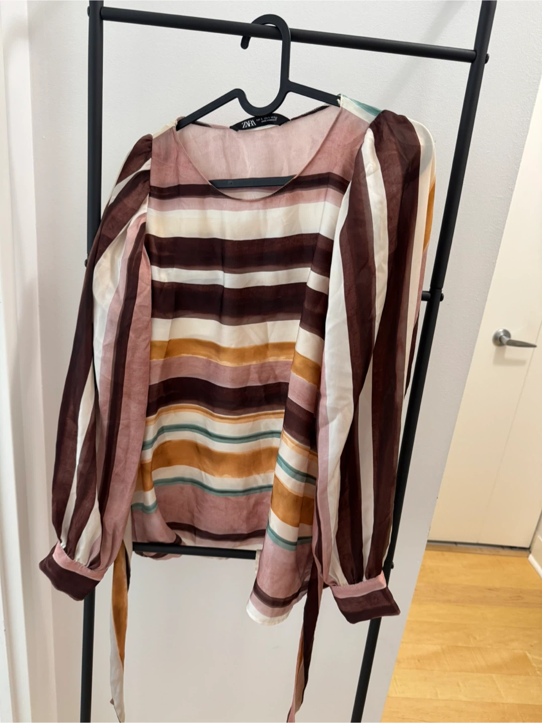 ZARA Striped Long Sleeve Blouse