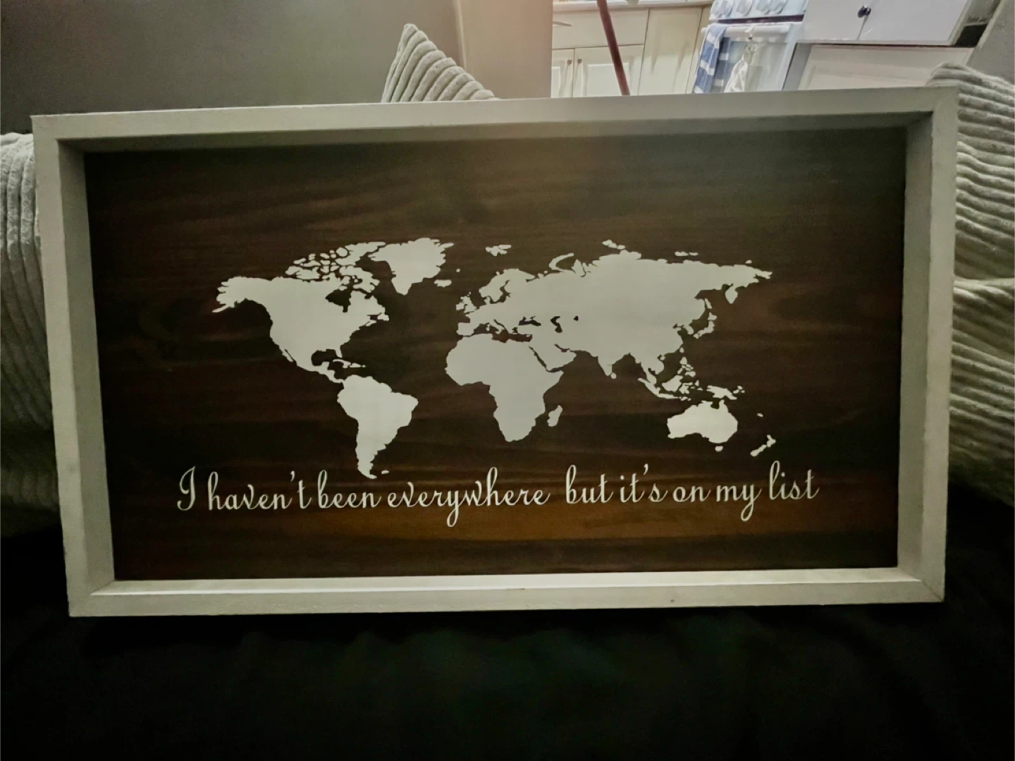 Wooden World Map Wall Art Sign