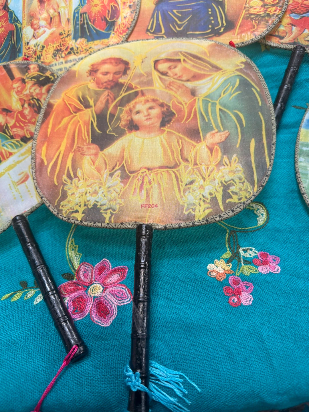Religious Themed Decorative Hand Fans (Set of 6) - photo 3