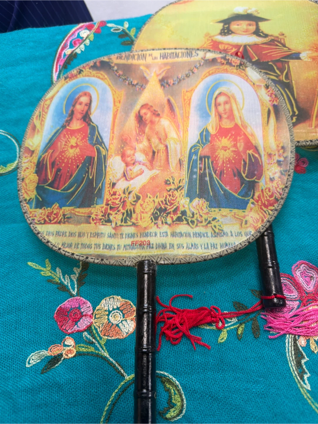 Religious Themed Decorative Hand Fans (Set of 6) - photo 5
