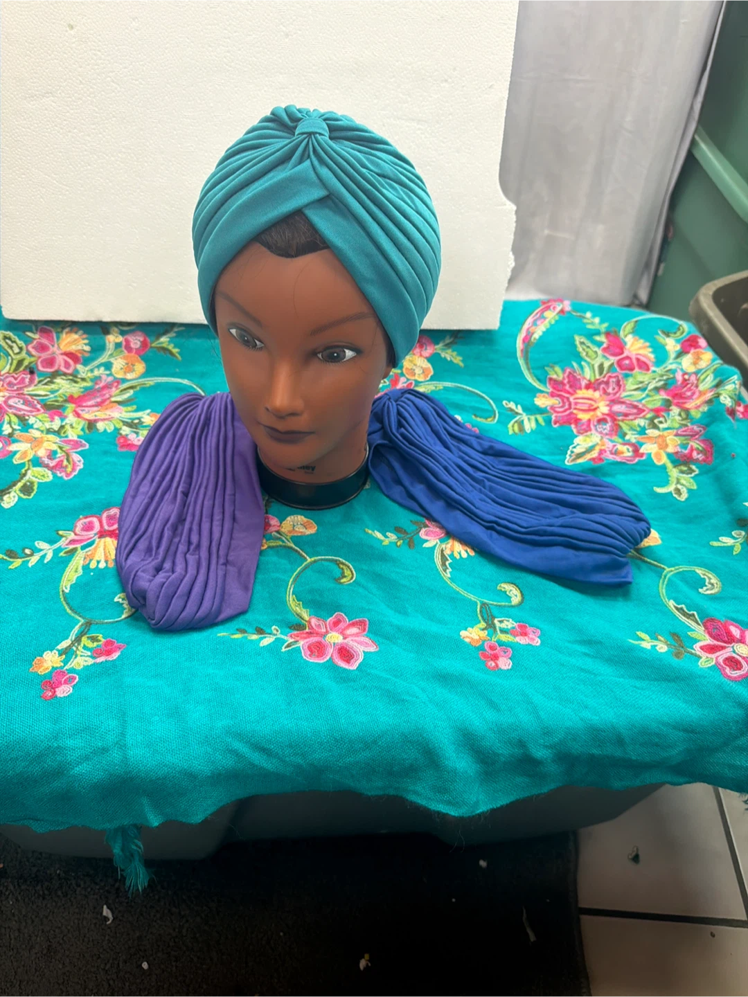 Pleated Turban Headwrap - set of 3