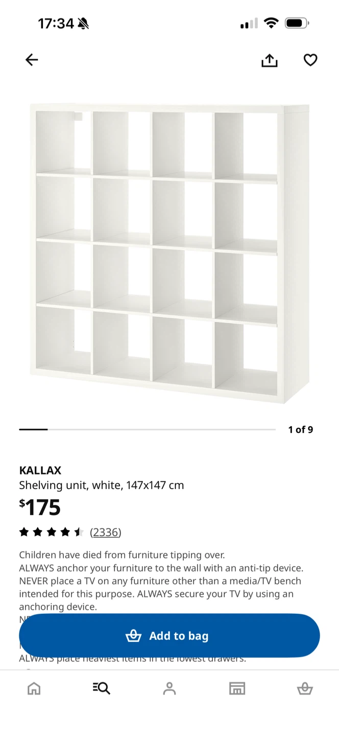 IKEA KALLAX Shelving Unit - White, 147x147 cm - photo 3