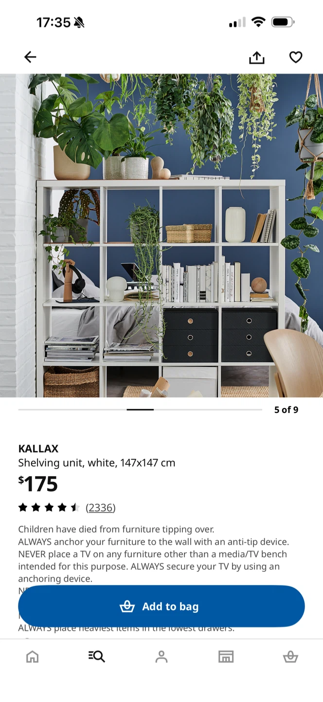 IKEA KALLAX Shelving Unit - White, 147x147 cm - photo 4