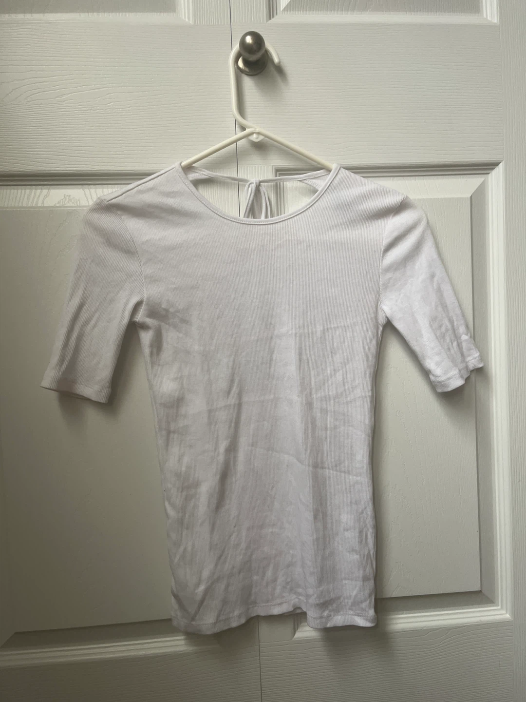 White Ribbed Backless Top - photo 2