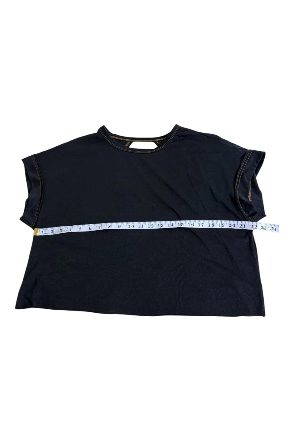 Black Cropped T-Shirt with Back Cutout - photo 3