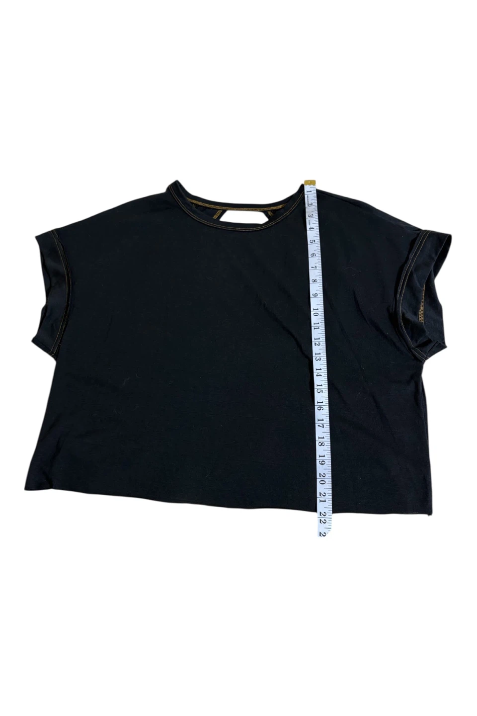 Black Cropped T-Shirt with Back Cutout - photo 4