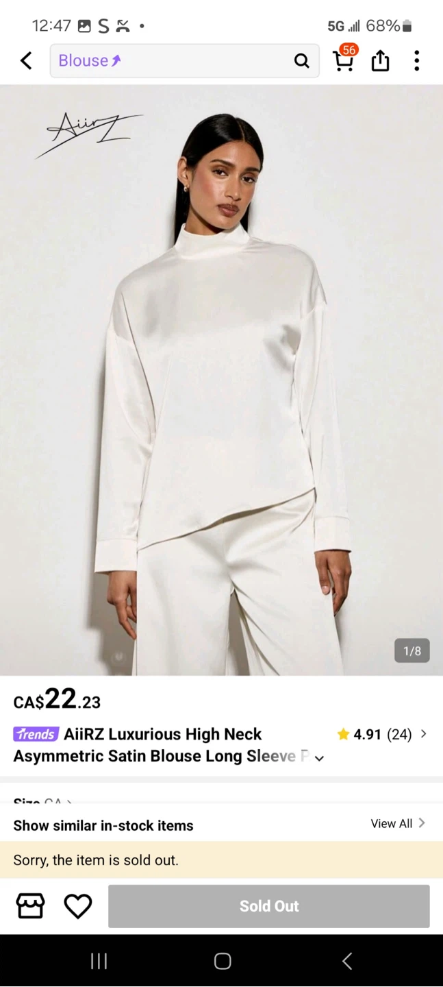 AiiRZ High Neck Asymmetric Satin Blouse NEW - photo 2