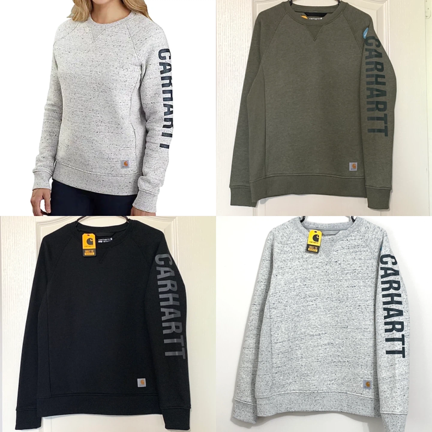 Carhartt Sweater Relaxed Fit Logo Sleeve Crewneck Sweater NEW