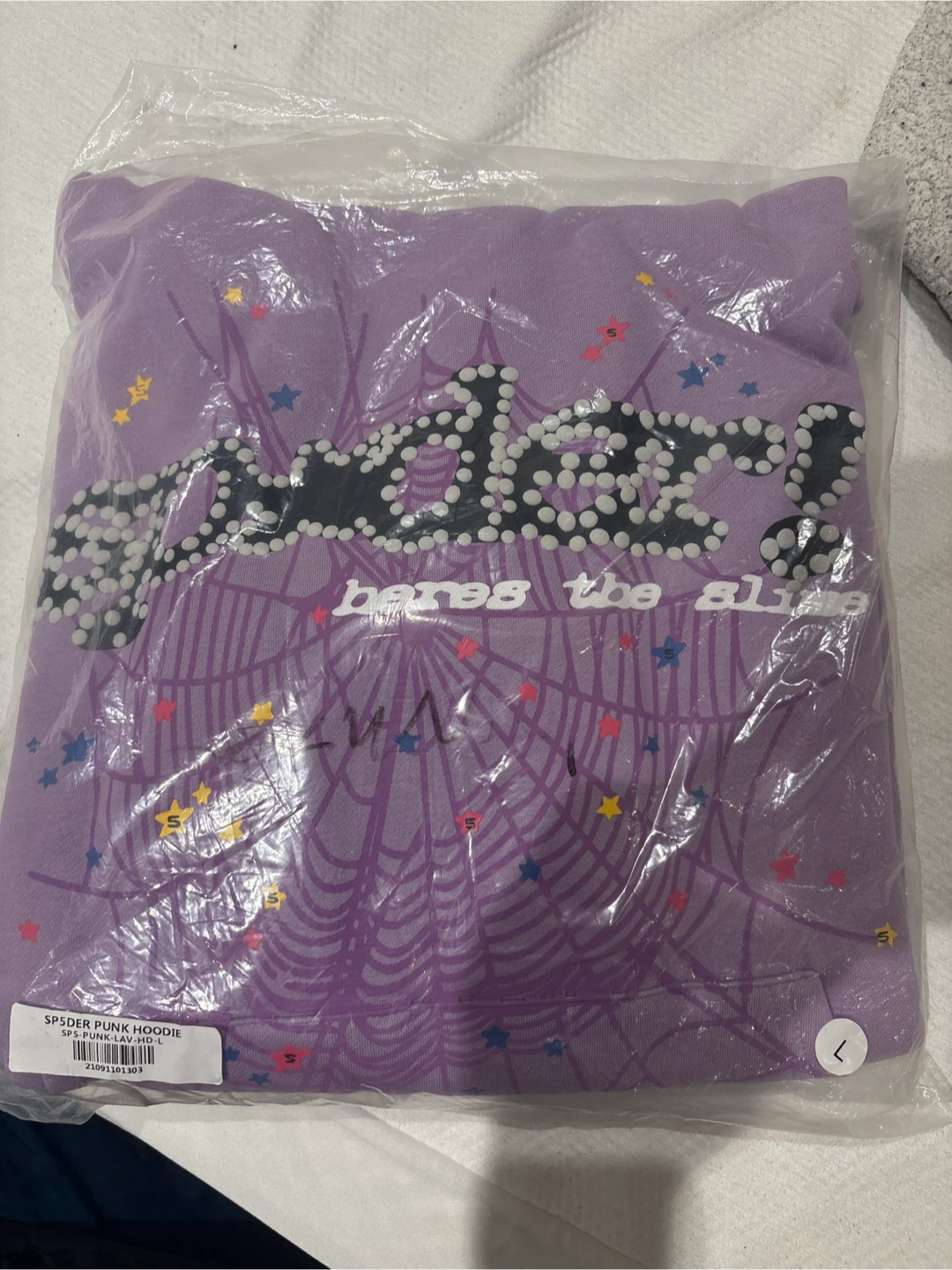 SP5DER Punk Hoodie Lavender Size L