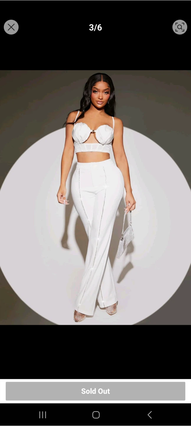 NEW White Wide-Leg Pants with Rhinestone Detail - photo 2