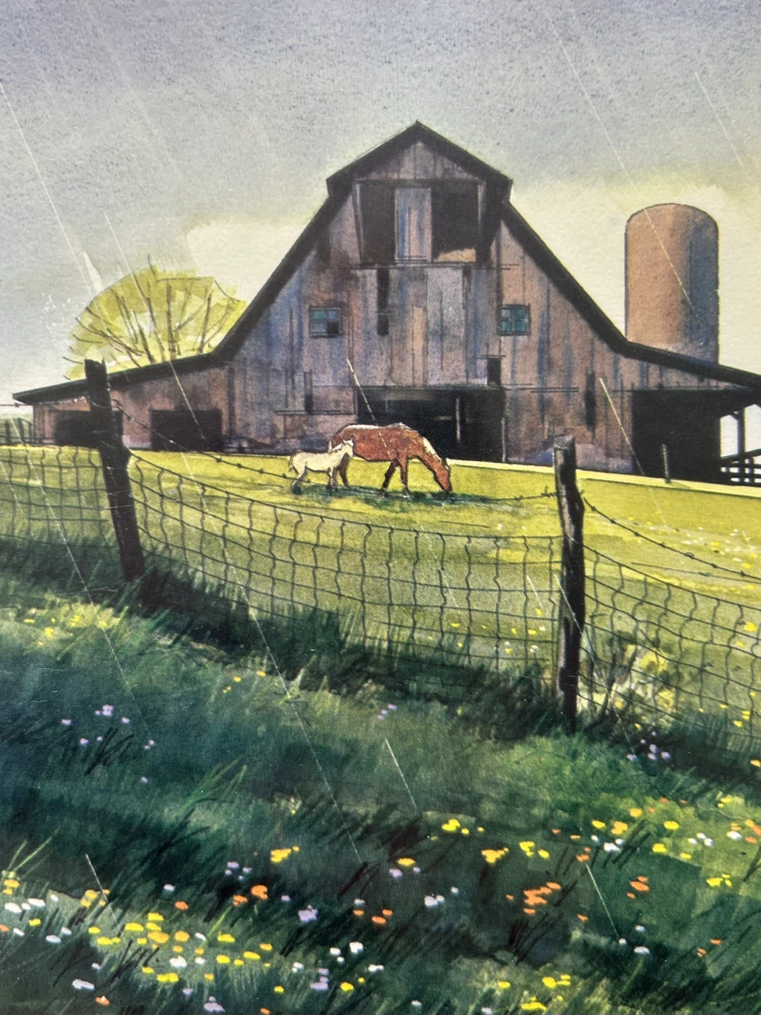 Framed Barn Scene Watercolor Painting print by Omer Seamon - photo 2