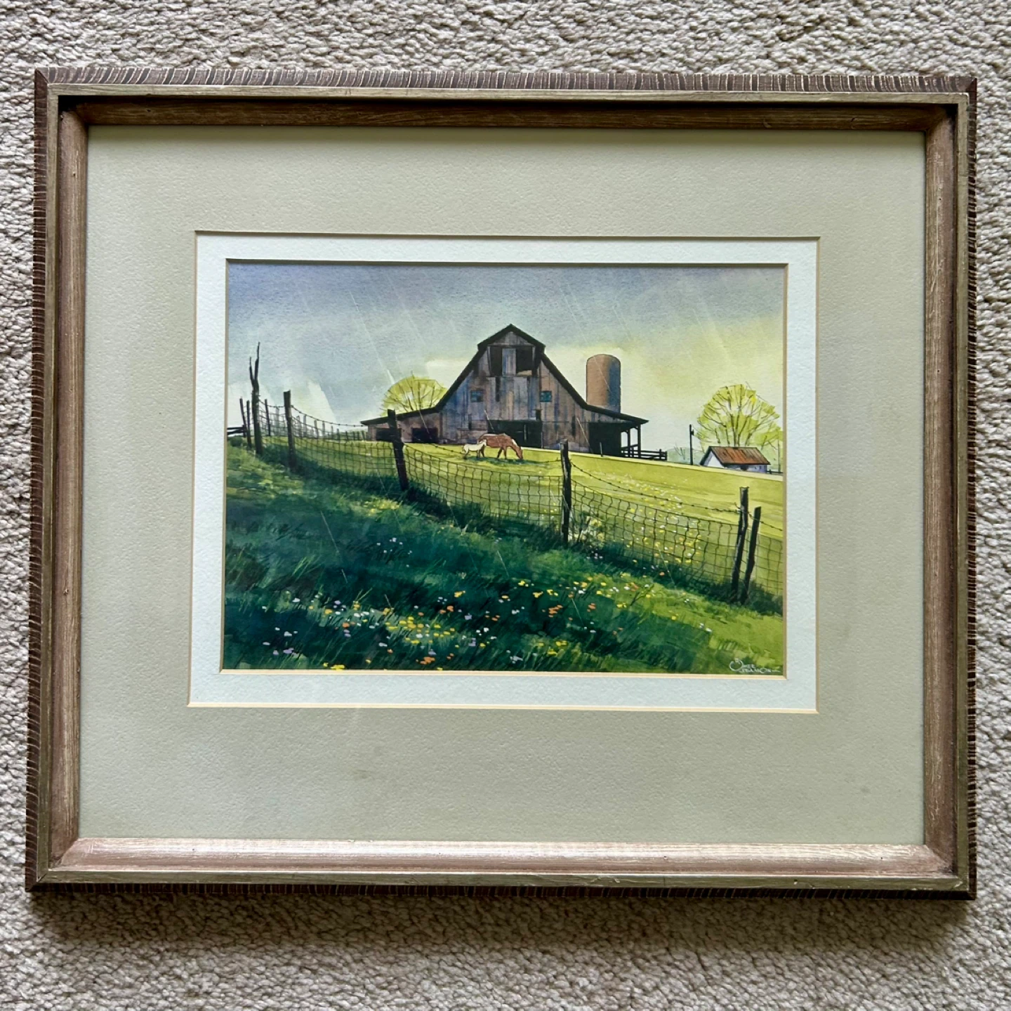 Framed Barn Scene Watercolor Painting print by Omer Seamon