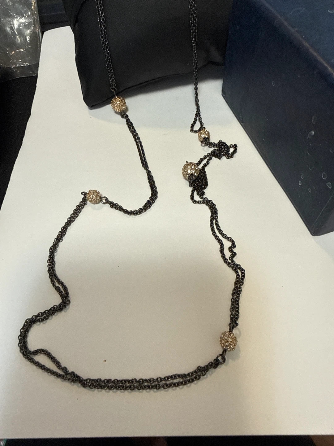 Long Necklace with Diamante Balls