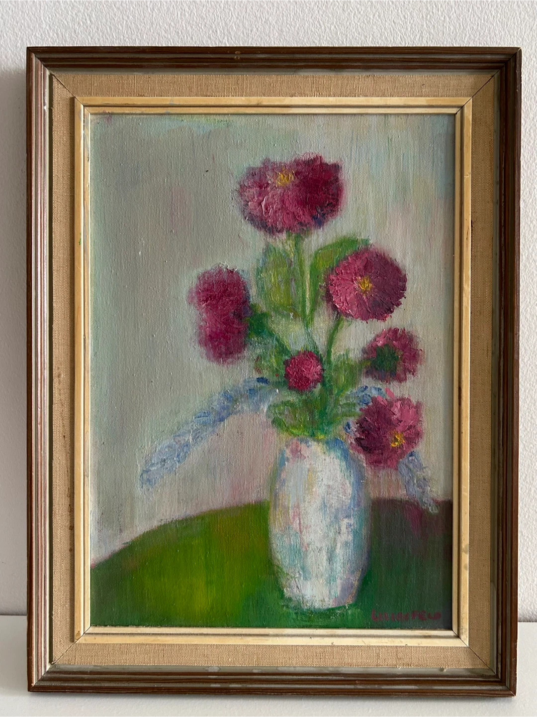 Vintage Original Floral Oil Painting signed "Schofield Oct '64"
