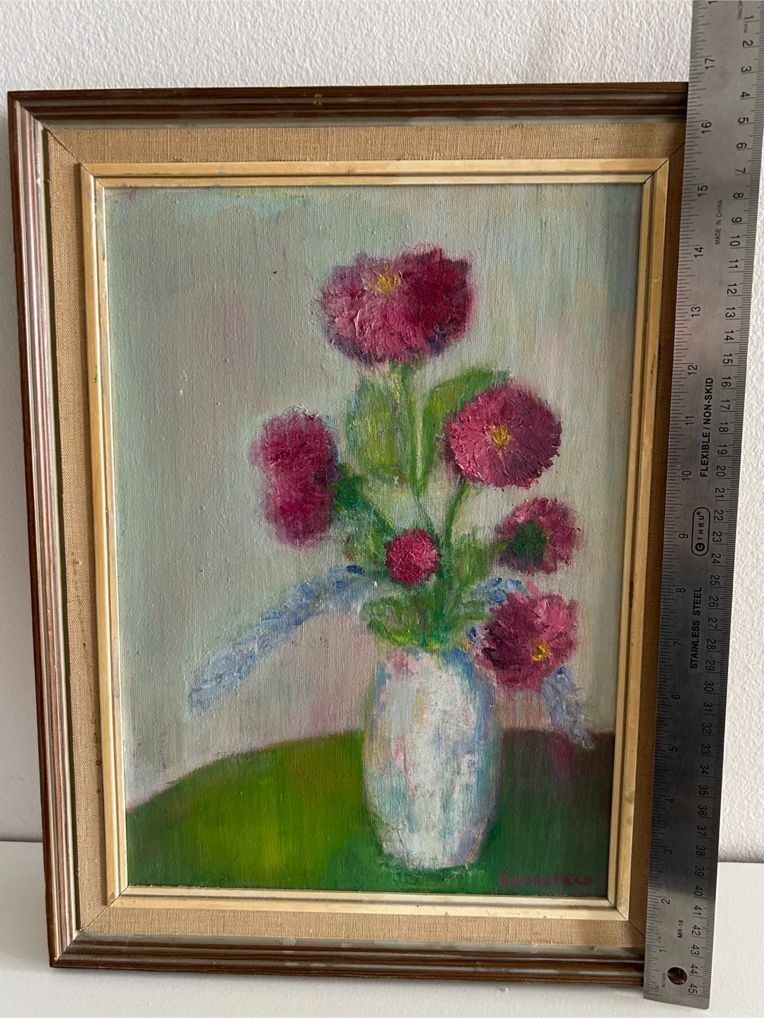 Vintage Original Floral Oil Painting signed "Schofield Oct '64" - photo 5