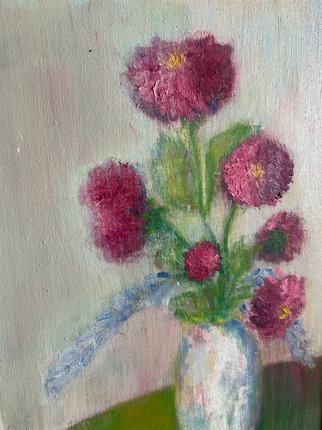 Vintage Original Floral Oil Painting signed "Schofield Oct '64" - photo 2