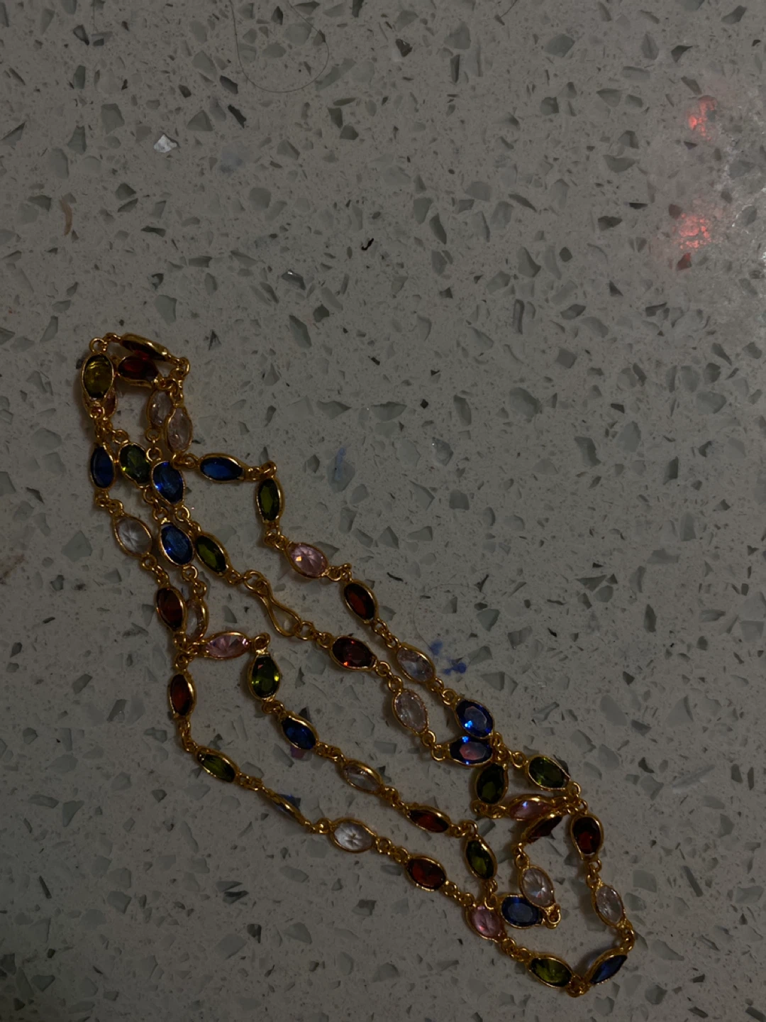 Gold-tone Necklace with Multicoloured Crystals