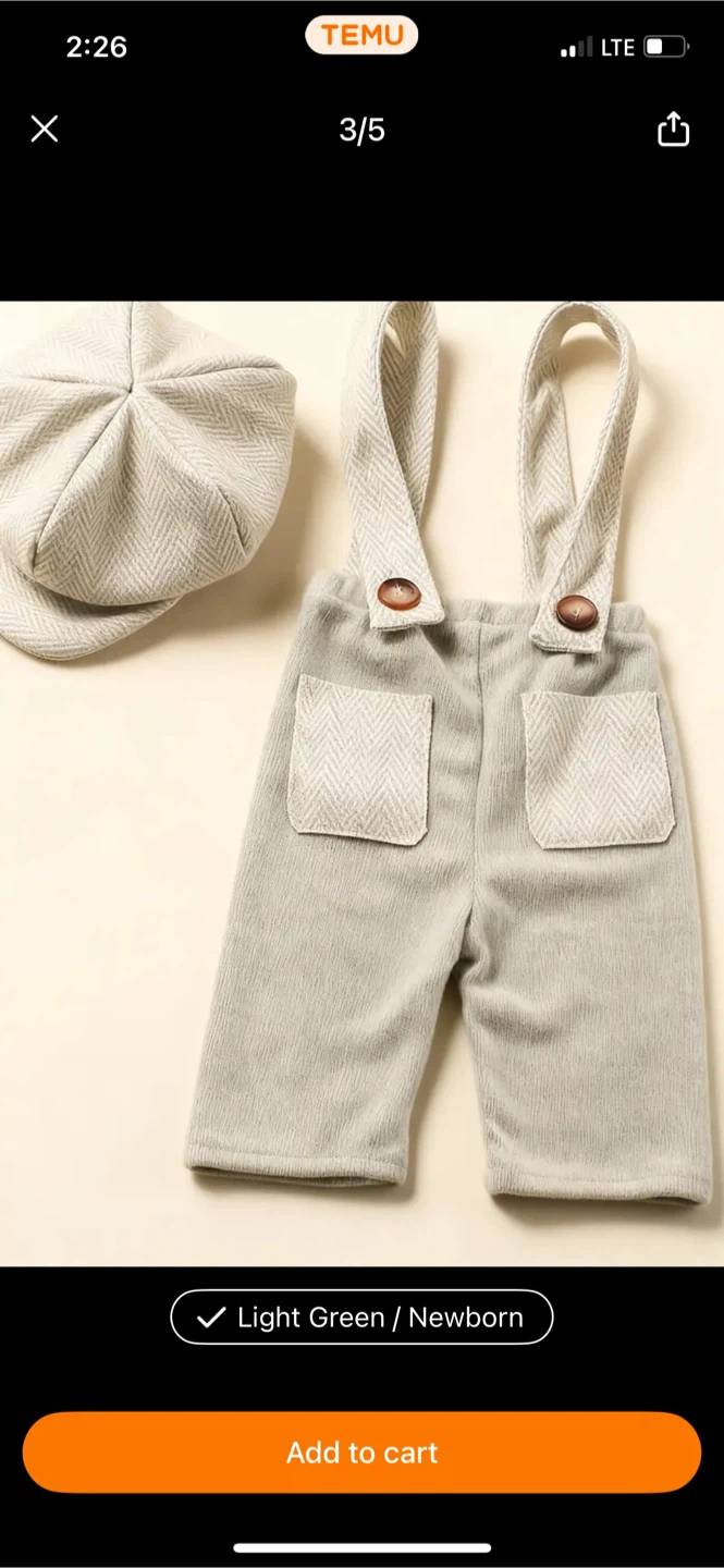 Baby Suspender Outfit with Hat - Light Green Newborn - photo 2