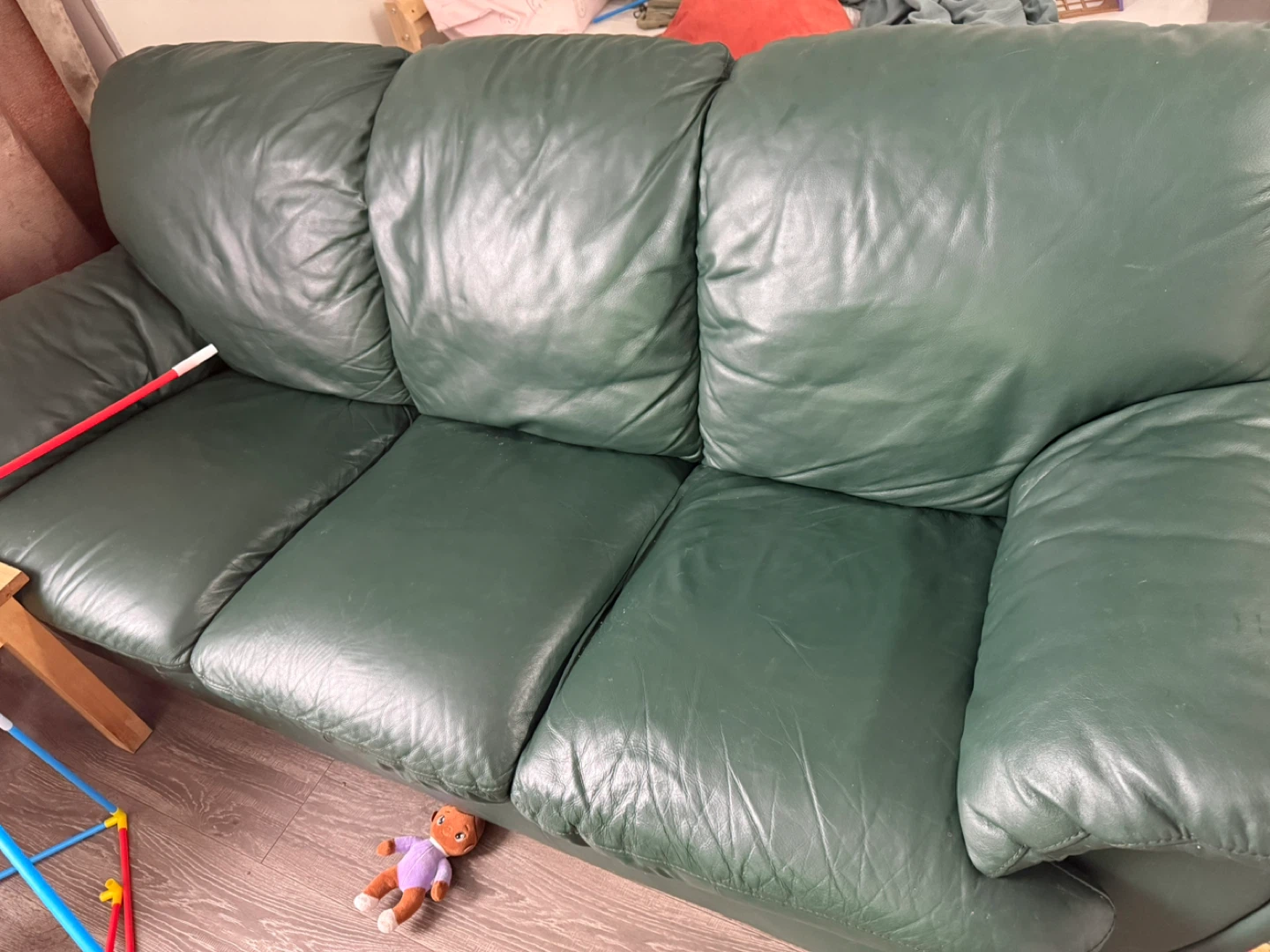 Green Leather Couch - photo 2