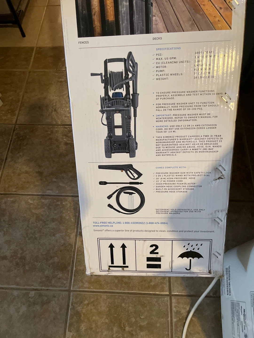 Simoniz 1900 PSI Electric Pressure Washer - photo 2