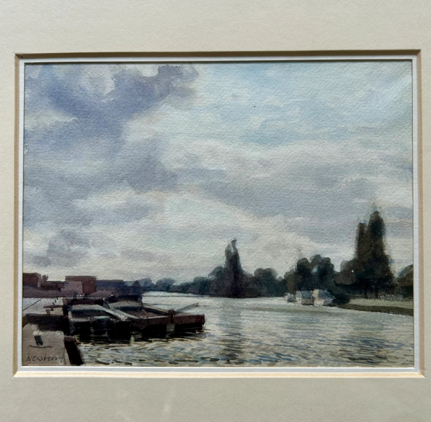 Collectible art: John Newberry Thames At Reading 1972 Watercolor - photo 3