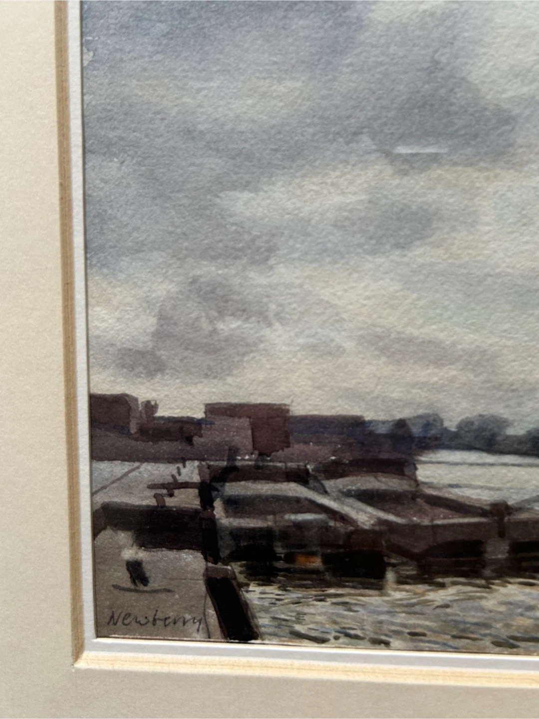 Collectible art: John Newberry Thames At Reading 1972 Watercolor - photo 2