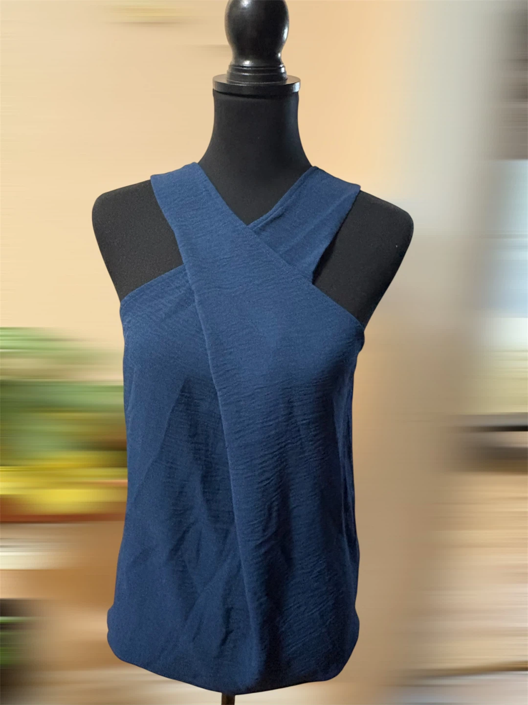 Blue Criss-Cross Halter Top Size S - photo 2