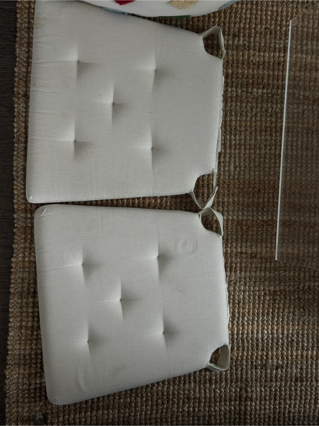 Set of 2 White Tufted Chair Cushions