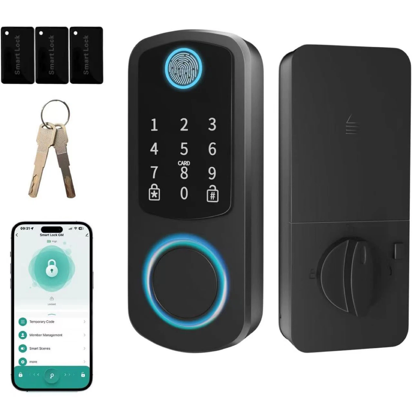 Smart Door Lock with Fingerprint, Keypad, App and Backup Keys