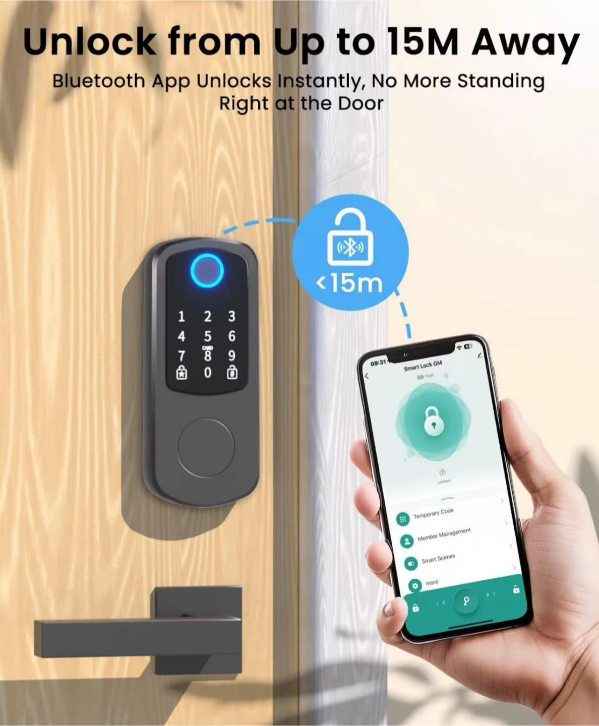 Smart Door Lock with Fingerprint, Keypad, App and Backup Keys - photo 4
