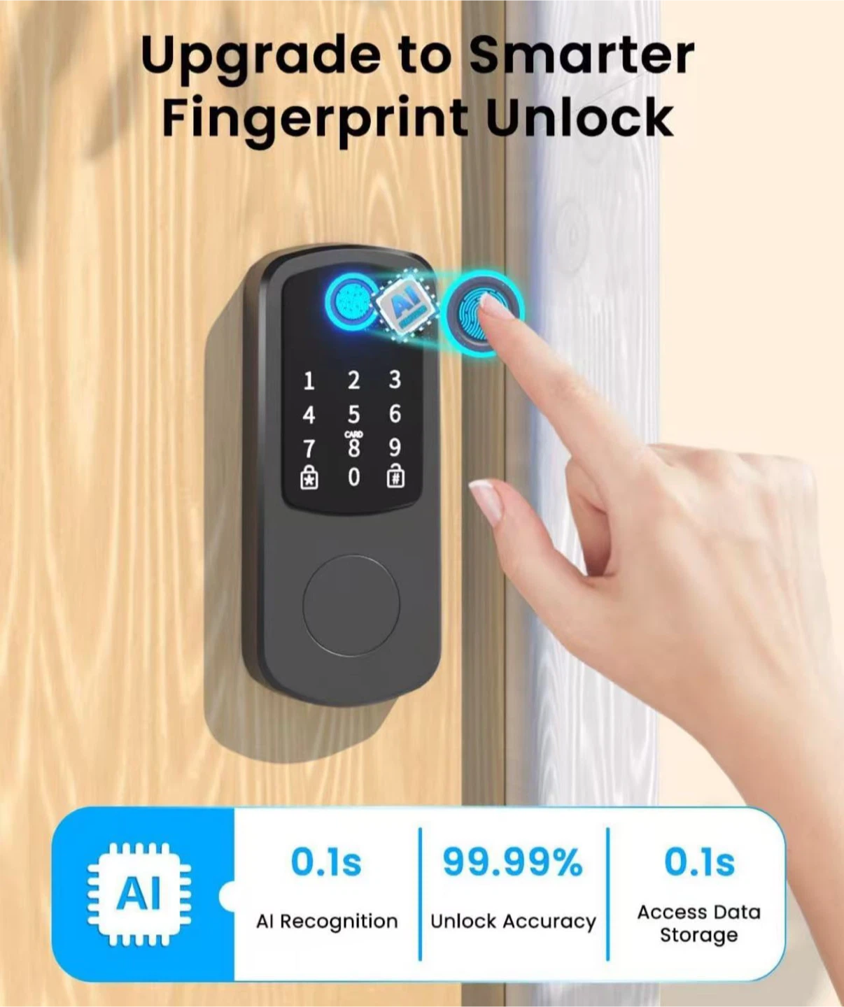 Smart Door Lock with Fingerprint, Keypad, App and Backup Keys - photo 3