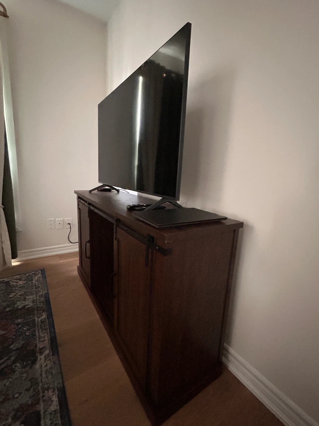Dark Wood Barn Door TV Stand - photo 2